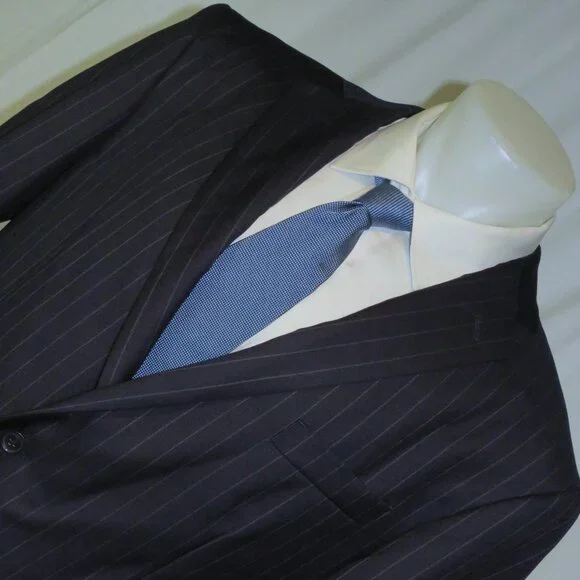 Brooks Brothers Current Custom Made Navy Striped Two Button Suit 44R NWOT